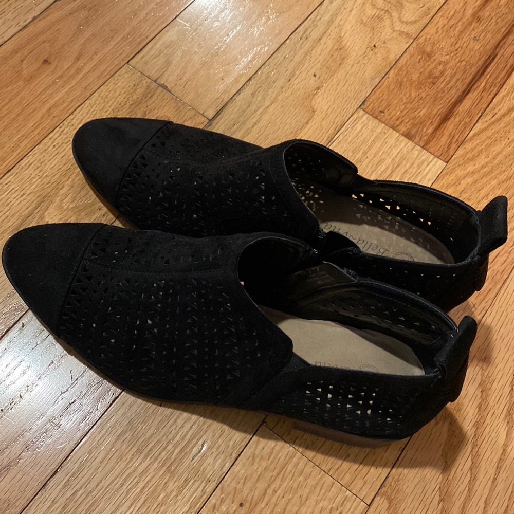 Black suede booties size 10W
